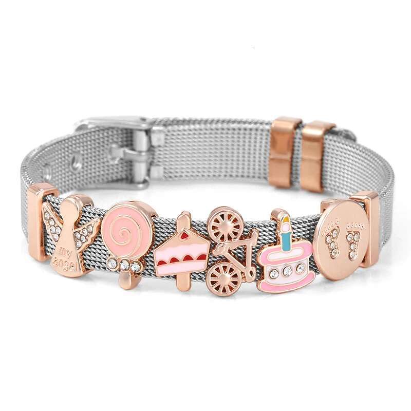 10mm Fairy Cake Beads Charm Bracelets DIY Mesh Keeper Bracelets Pulseras Mujer For Women Men Fashion Jewelry Gift Dropshipping