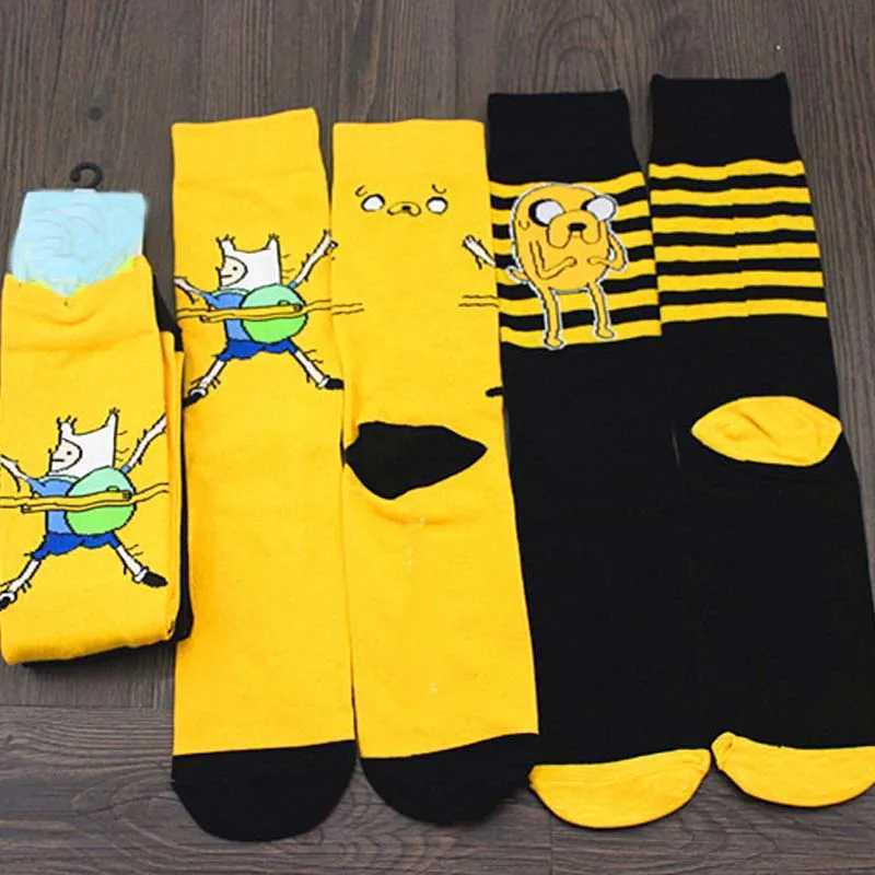 Cute cartoon adventure soCKs yellow street role-playing cotton womens soCKs party novels fun spring X250319
