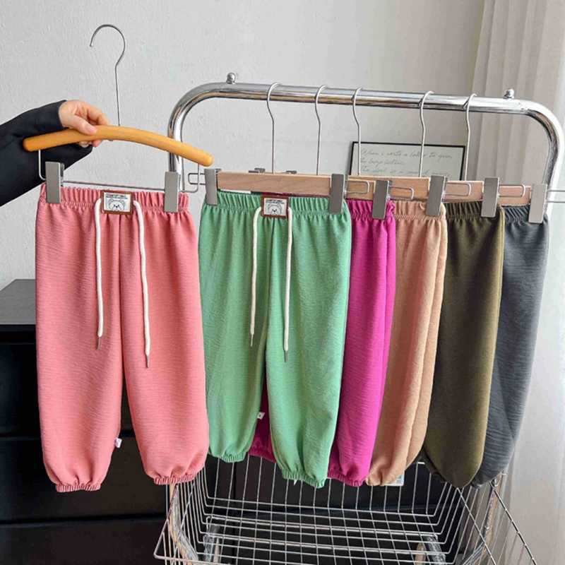 Childrens boys girls family outdoor breathable soft solid color childrens casual pantsT250318