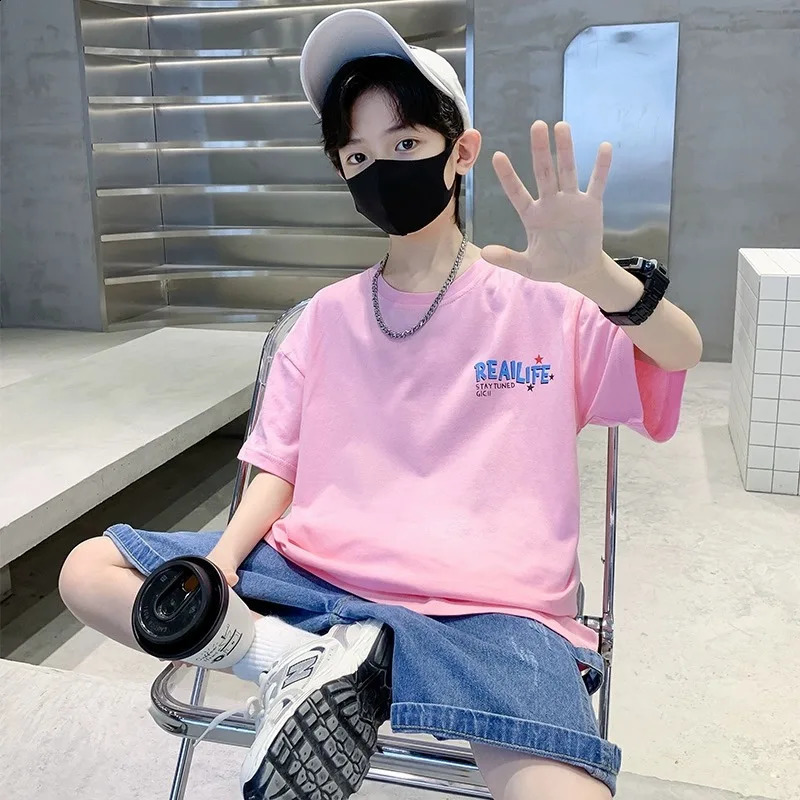 Summer Kids Clothes Streetwear Fashion English Skateboard Print T Shirt 100%Cotton Tops Tees Children Short Sleeve Boys Clothes 250319