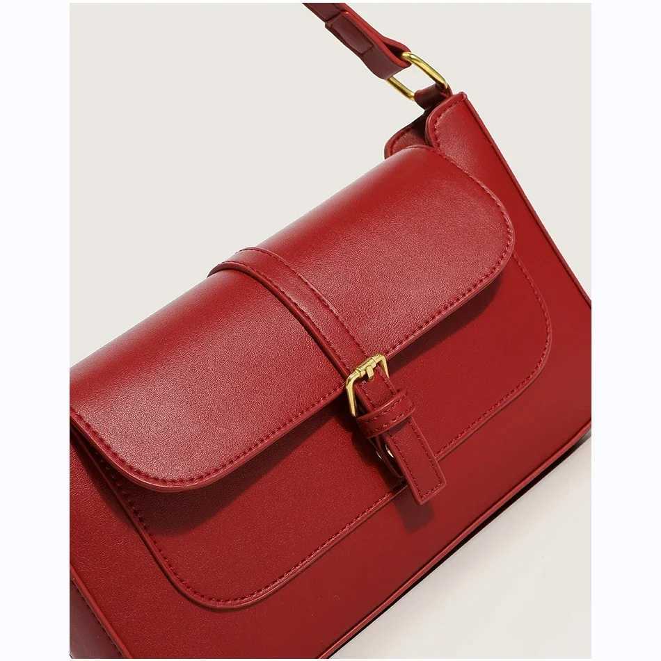 New Arrival Red Leather Shoulder Bags For Women Fashion Handbags For Women Designer Luxury Small Female Bags Ladies Purse T250318