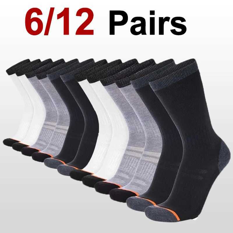 6/12 pairs of mens knitted work team socks odor resistant sweat resistant comfortable breathable suitable for daily wear as sports and leisure socks X