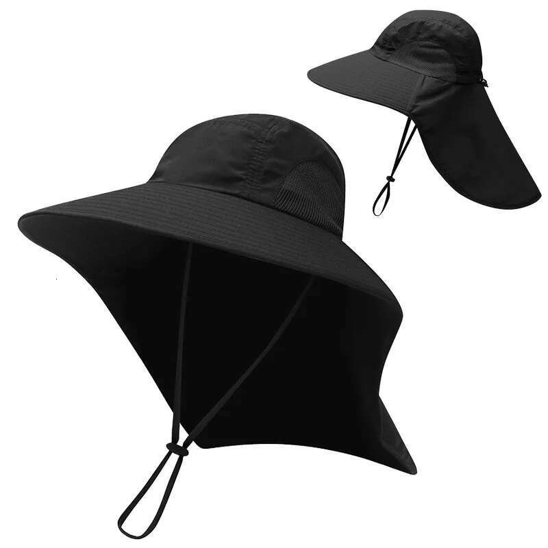 Fishing Wide Brim Bucket With Neck Cover Quick Dry Outdoor Sports Jungle Hiking Hat Men Fishermen Sun Protected Cap