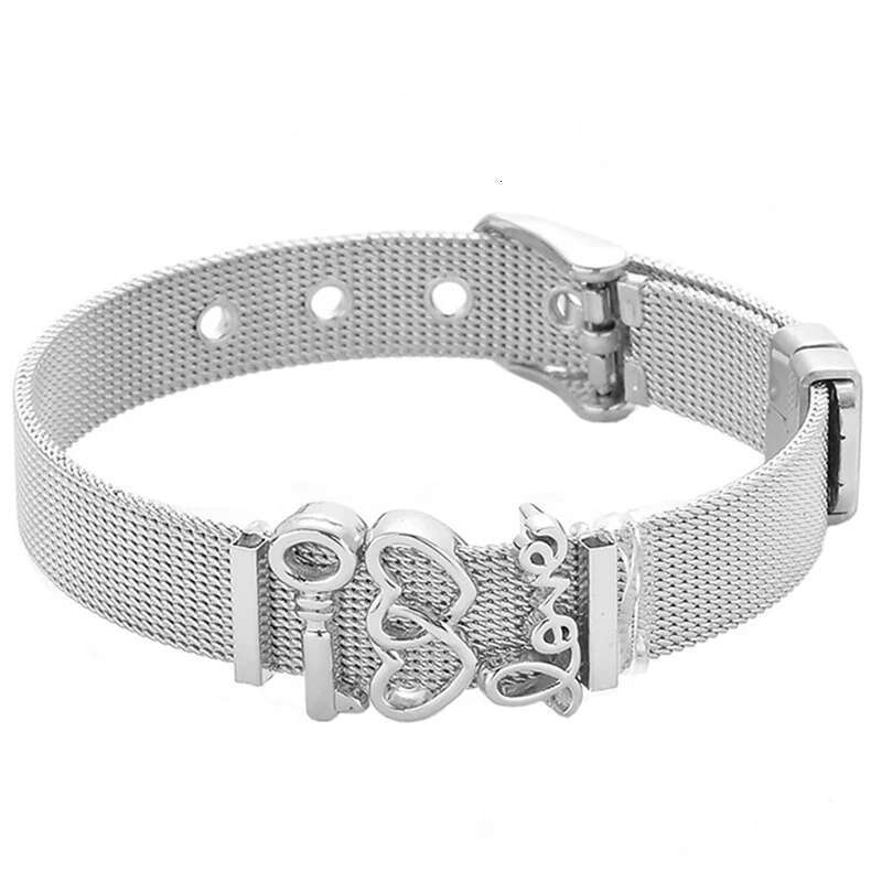 High Quality Stainless Steel Mesh Bracelets Bangles Heart Keeper Charms Bracelet for European Woman Men Gifts Wholesale