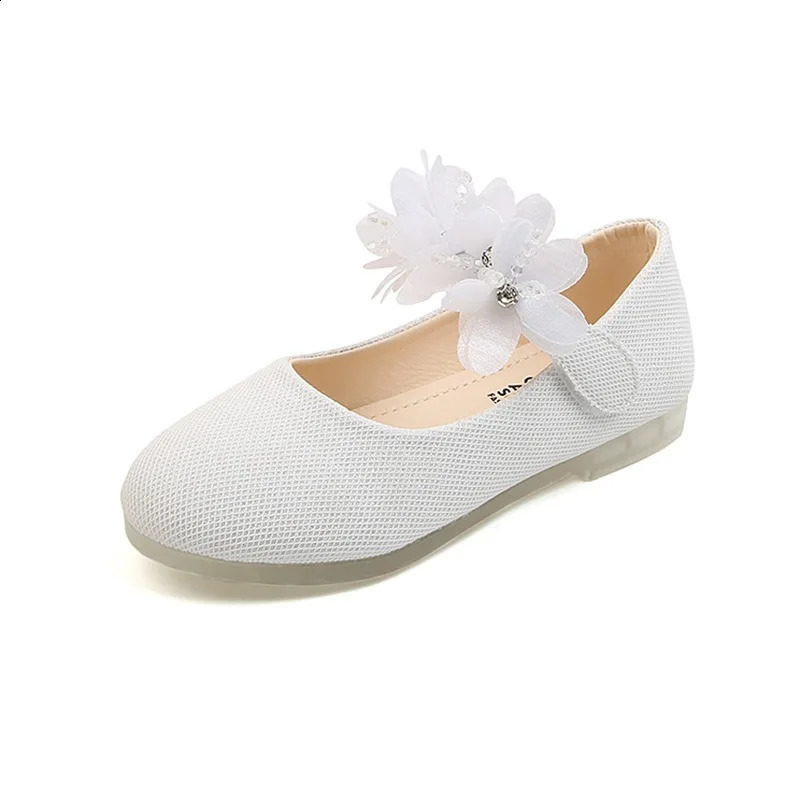 Childrens leather shoes beautiful flower princess girls party dance childrens retro classic dress soft flat 250319