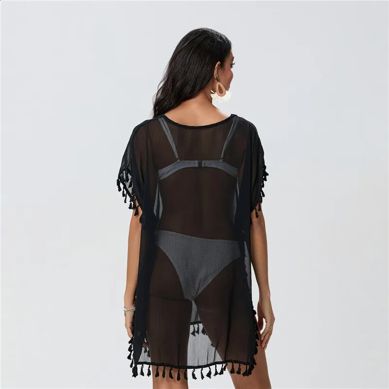 Women Beach Cover Up Lace Hollow Crochet Swimsuit Beach Dress Women 2025 Summer Cover-Ups Bathing Suit Ladies Beach Wear Tunic 250319