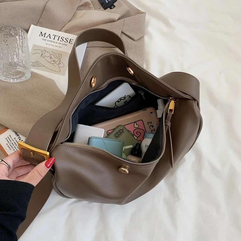 Crossbody For Women Large Capacity Handbags Solid Soft Shoulder Bags Female Casual Travel Hobos Bag Vintage Sac New