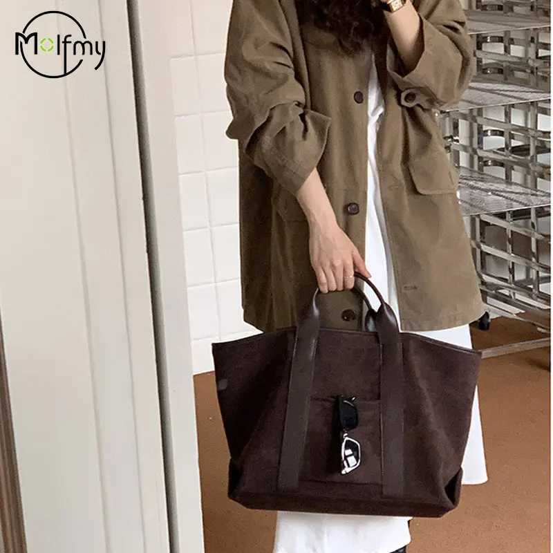 Suede Tote Bag for Wen Vintage Designer Luxury Shoder Bags Large Capaci Winter Handbag Cmute Shopping Bolsos De Mujer Z250318