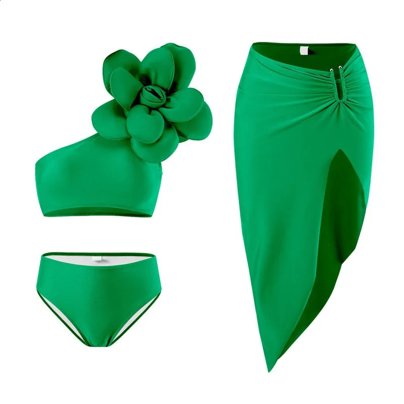 Fashion Mother Daughter Swimsuits Family Look Mom Daughter Bathing Suit Adults Girls Flower Bikini 3Pcs Family Matching Swimwear 250319