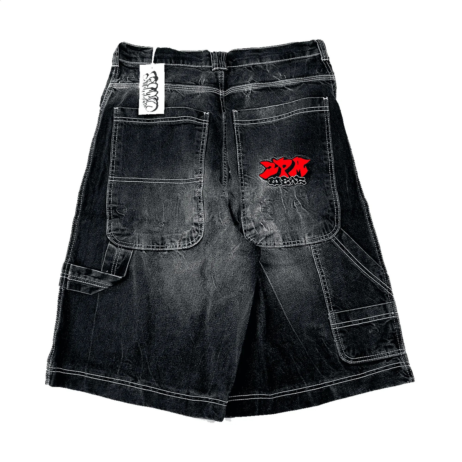 American Hip-Hop Trend Retro Embroidery Oversized Denim Shorts Mens and Womens Y2K Selling Harajuku Gothic Jogging Shorts 250319