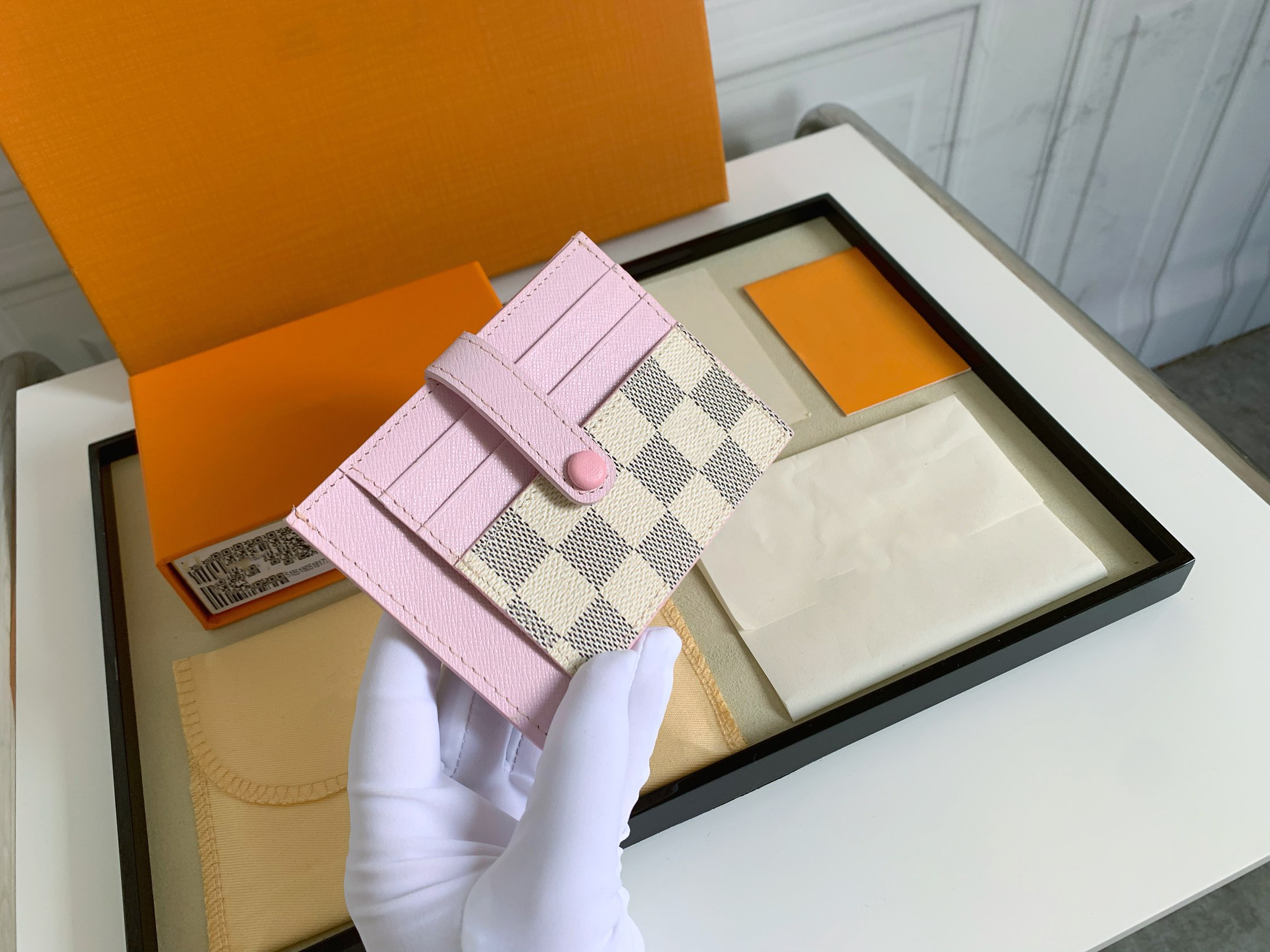 Designer leather Wallet High quality Long style Metal buckle Wallet Lattice Folding long zipper Luxury Women Card Holder Purse Handbag With box 66532