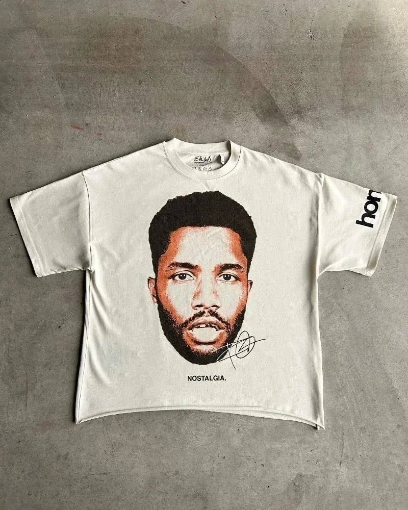 Retro street oversized portrait printed short sleeved Tshirt for men Y2k Gothic Harajuku fashion couple casual loose sports 250318