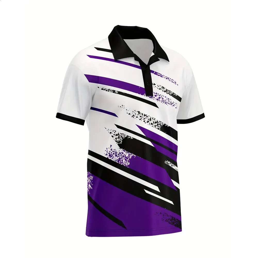 Mens Summer Fashion Polo Shirt Casual Geometric Stripe Pattern Short Sleeve Formal Cut Knitted H-Type Mens Wear 250317
