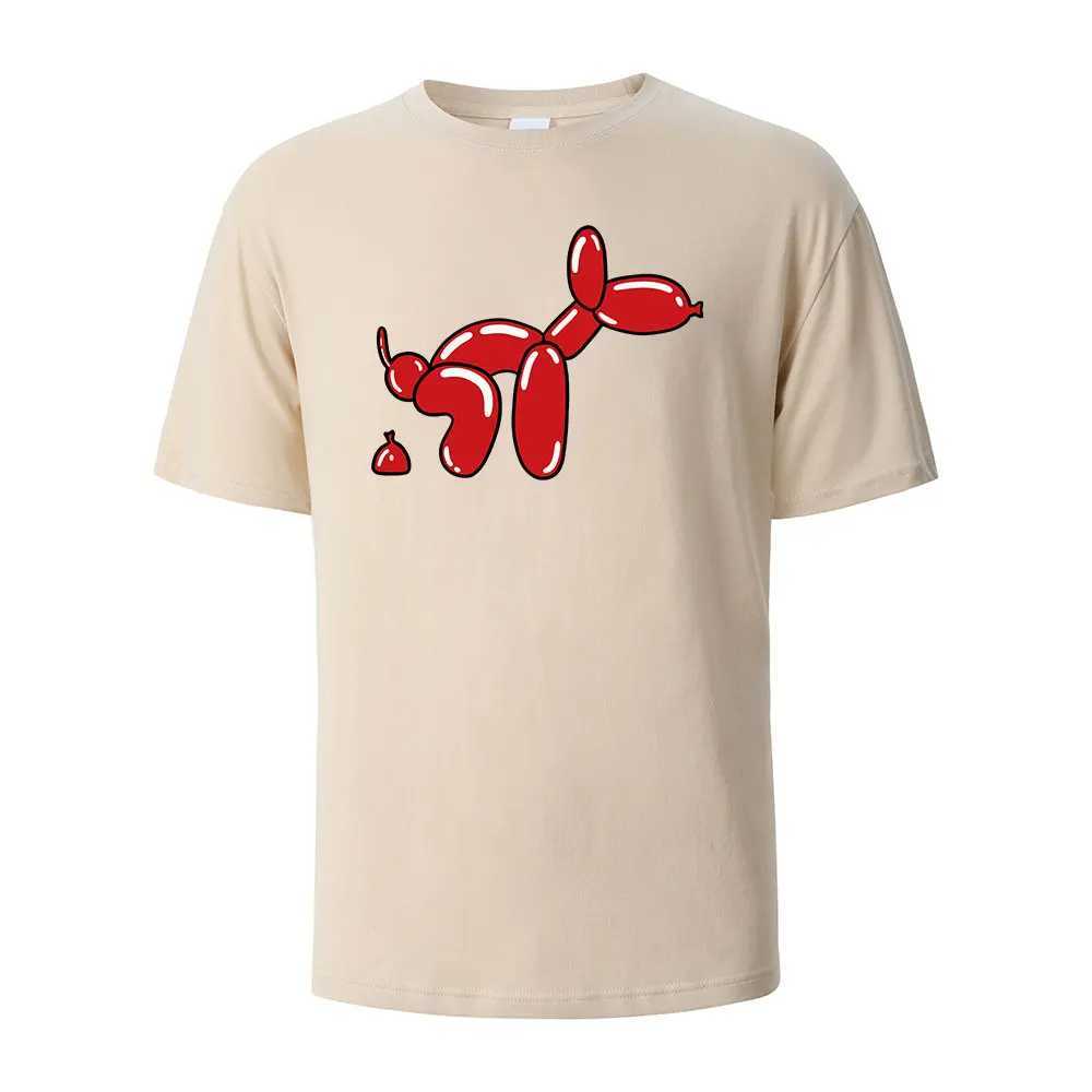 Mens printed T-shirt with balloon dog funny graphics 100% pure cotton oversized short sleeved T-shirt suitable for womens summer fashionable casual to