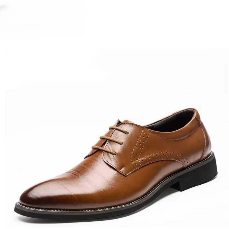 New 2023 flat classic mens shoes leather wing tips carved Italian formal Oxford shoes winter sizes 38-48XJ250319