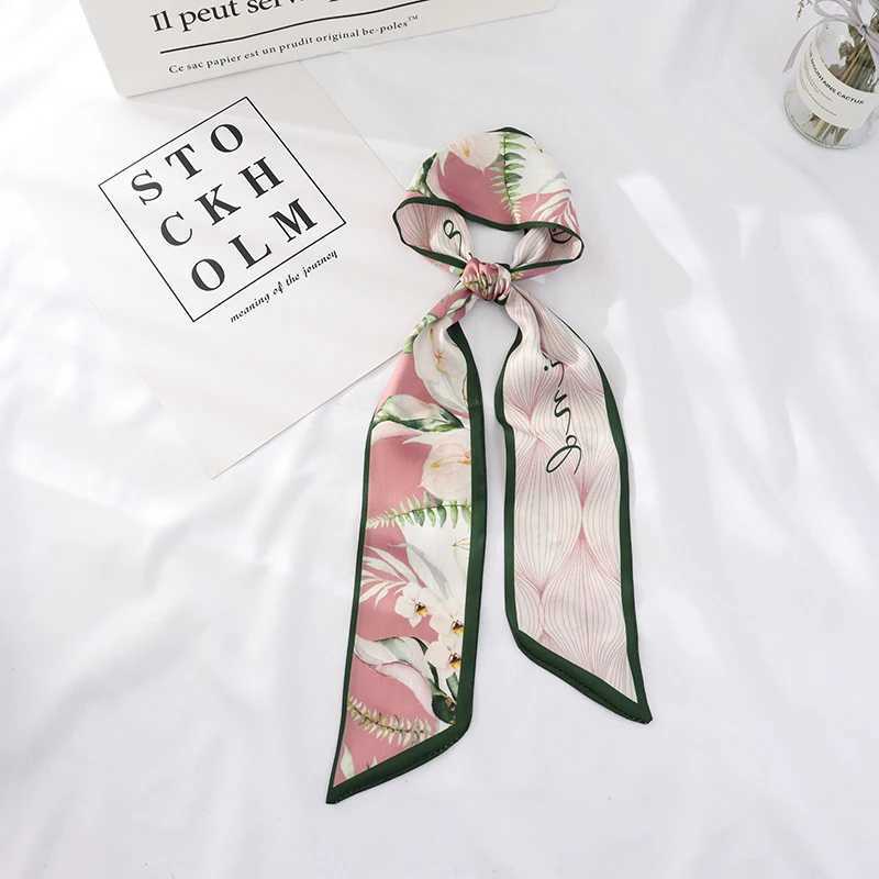 100cm*7cm Summer long fashion women small scarf scarves women flowers hair ribbon hairband white skinny scarf white X250319