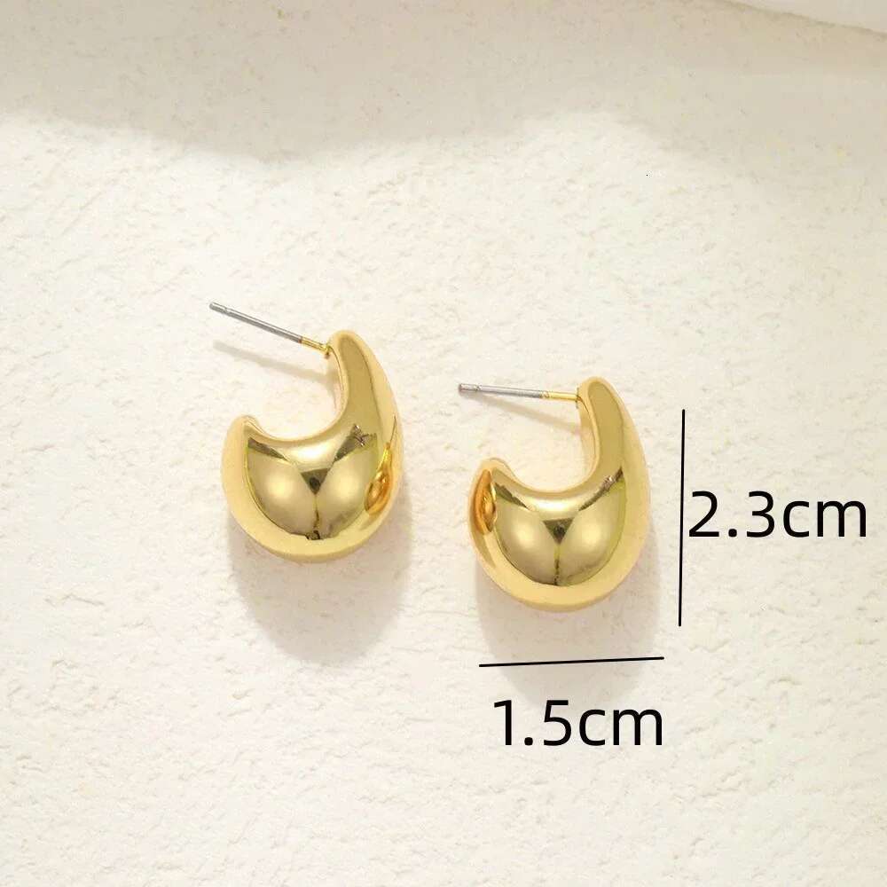 Vintage Chunky Dome Drop Earrings For Women Gold Plated Stainless Steel Thick Teardrop Earring Statement Wedding Jewelry Gifts ddmthur