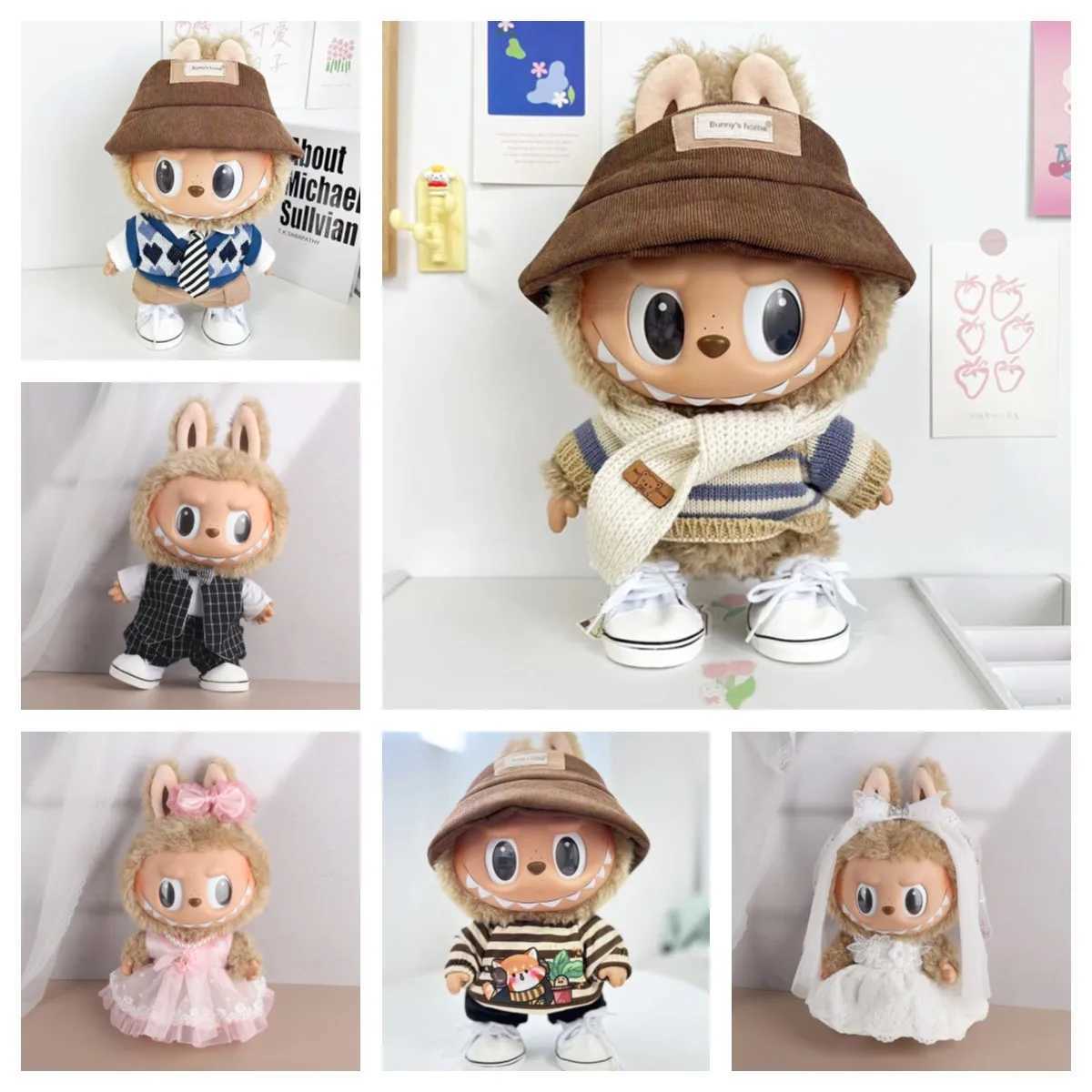 Suitable for 38cm Labubu doll clothing hooded doll clothing color matching hooded doll accessories cute decorative small clothesT250318