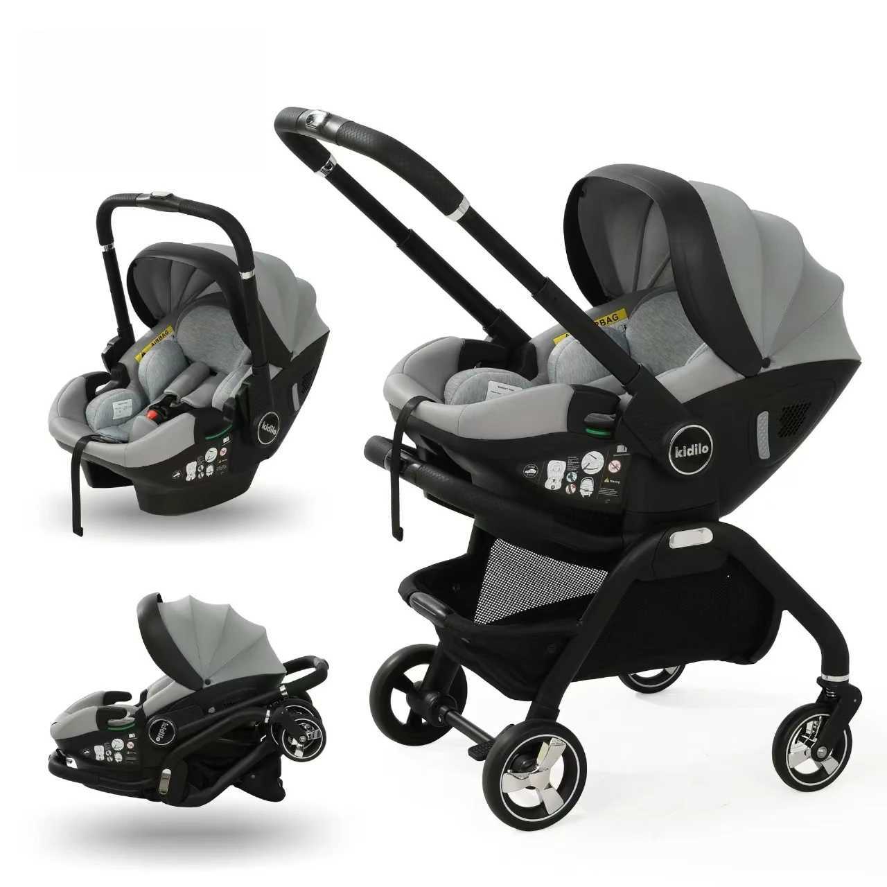 Kidilo 3-in-1 baby stroller baby safe seat newborn baby sleeping basket portable 5 color choices Suitable for ages 0-1 Z250319