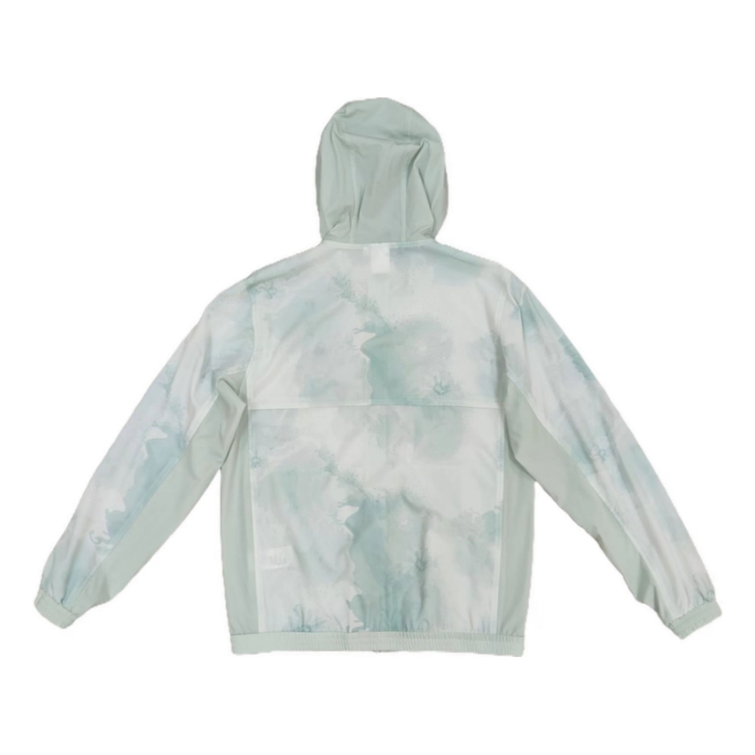 Light Green Tie-dye Hooded Sports Jacket Print Active Running Hoodie Loose Tracksuits Zip Up Sweatshirts Outdoor Outerwear Gym Clothes