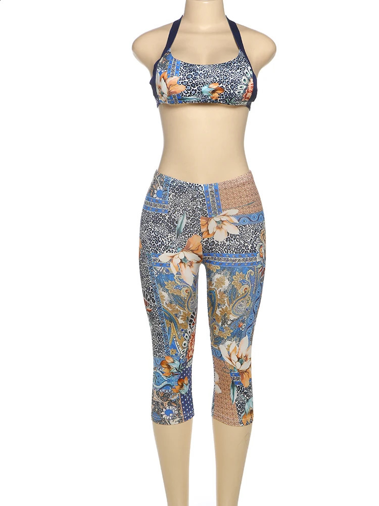 Weird Puss Colorful Print Women 2 Piece Set Tracksuit Summer Backless CamisoleShorts Matching Street Stretch Activity Outfits 250318