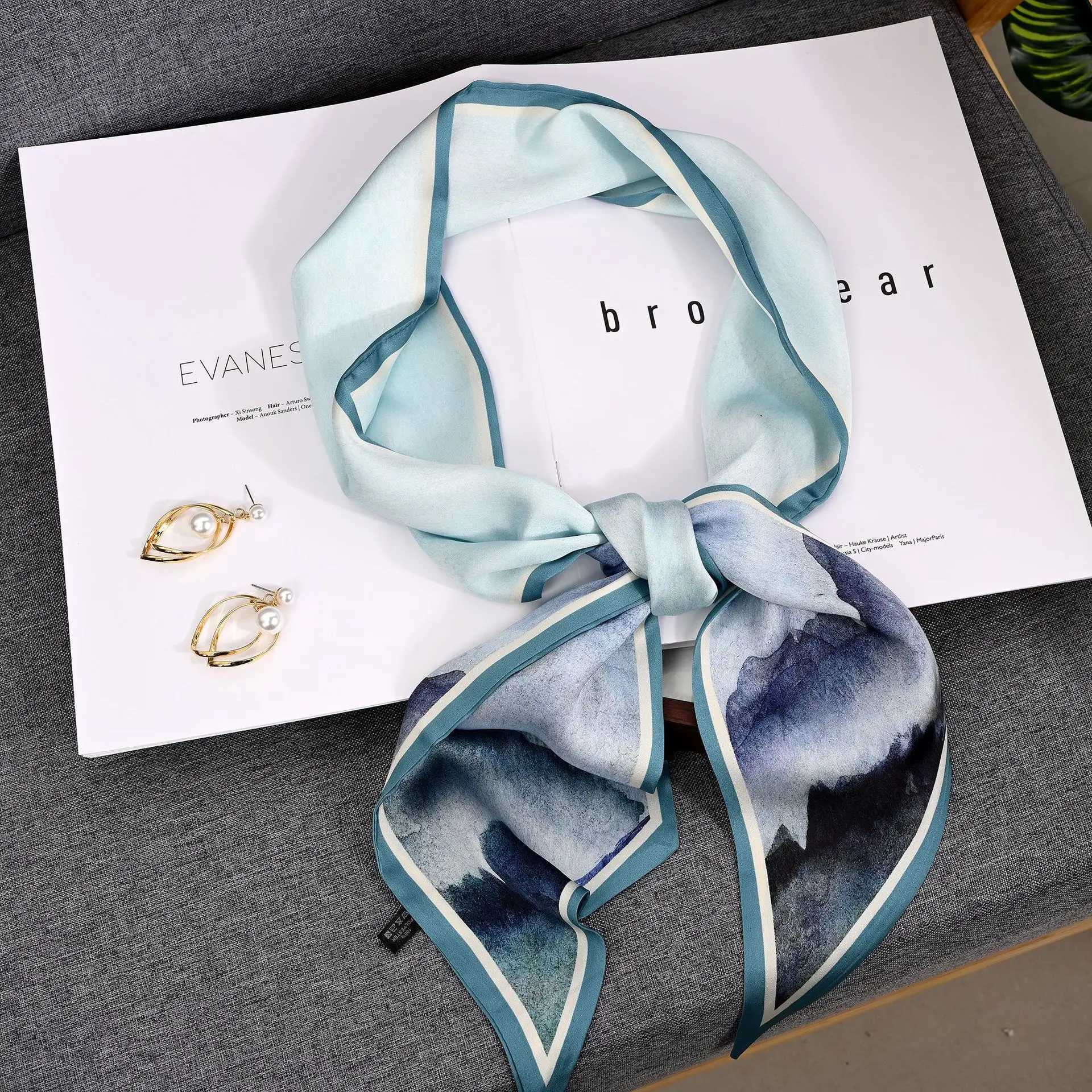 Fashionable printed headband scarf necktie bag scarf satin tight scarf for women foard floral belt 2025 new X250319