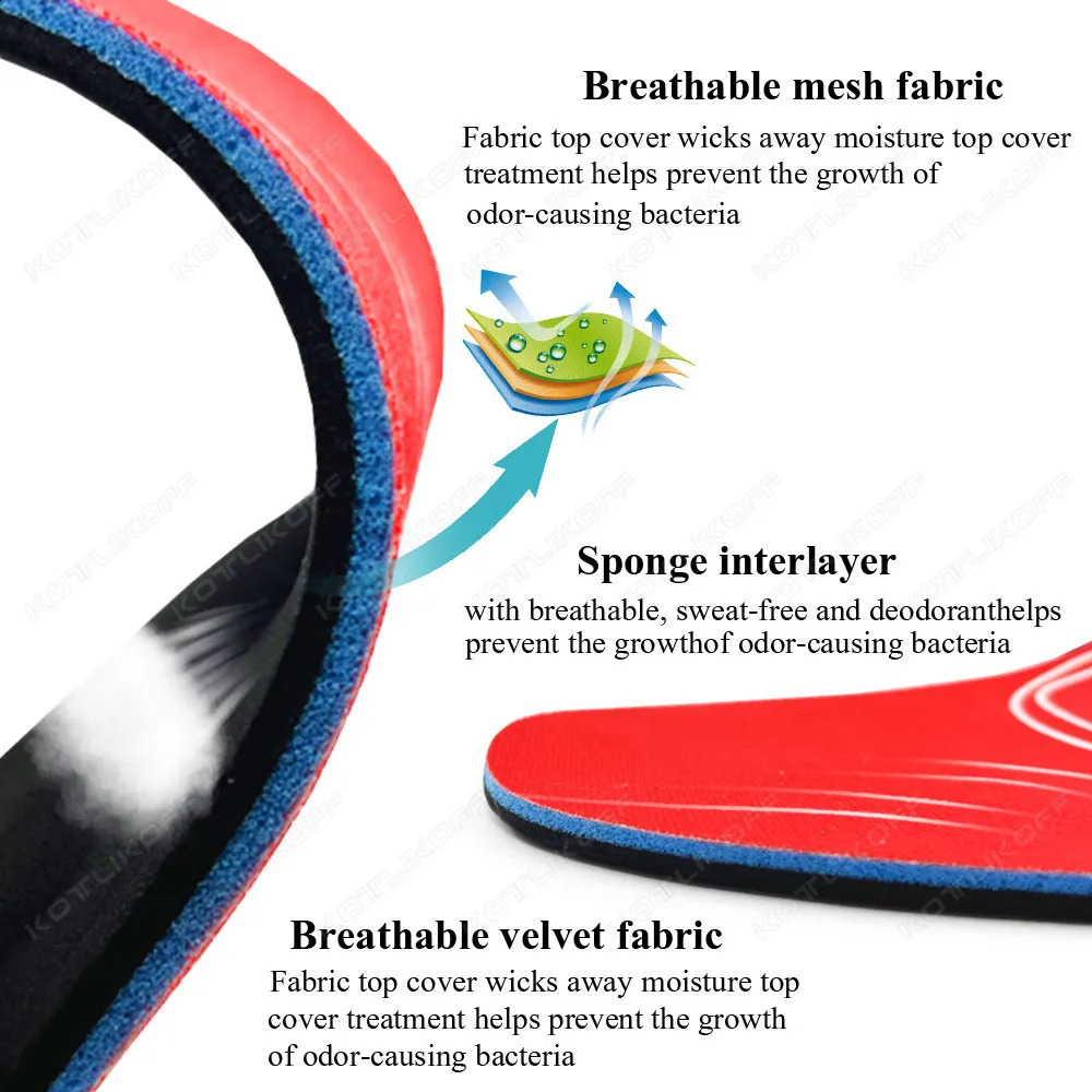 KOTLIKOFF Severe Flat Feet Insoles Ortic Arch Support Inserts Orthopedic Shoes Sole For High Heel Plantar Fasciitis Men Woman 250319