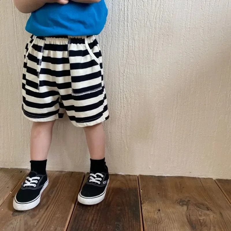 Childrens Summer Pants Loose Striped Pure Cotton Soft Breathable baby shorts for boys clothes 4yrs to 12yrs 250319