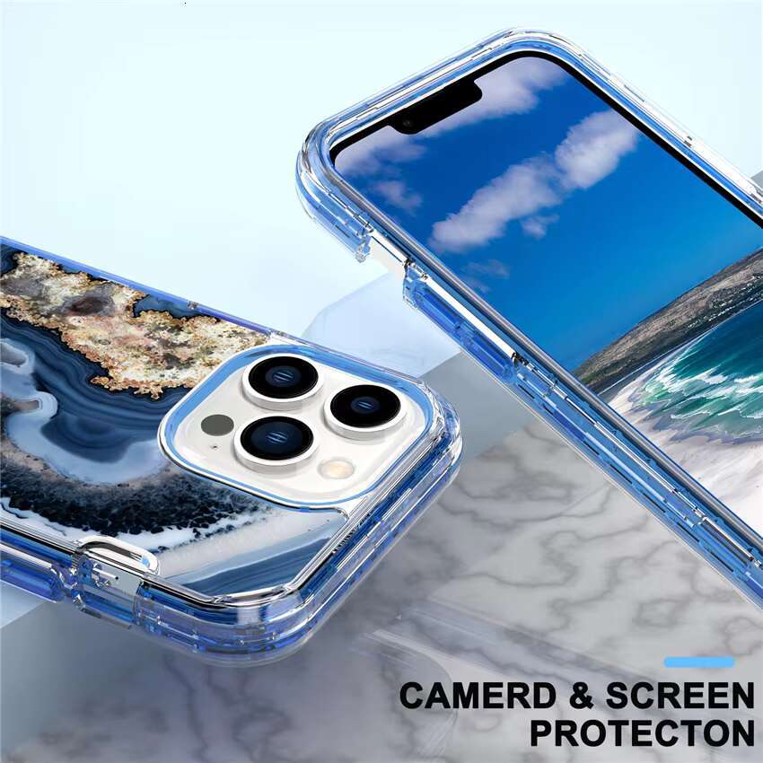 Marble Phone Cases for iPhone 16 Pro Max 15 14 13 12 Mini 11 XR 7 Plus 3in1 Heavy Duty Shockproof Protection Cover