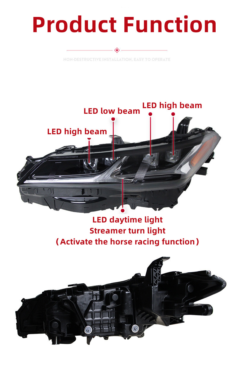 LED 4-Lens Headlights For Toyota Avalon 20 18-2023 Upgrade US Version Daytime Running Lights Dynamic Turn Signals Lamp