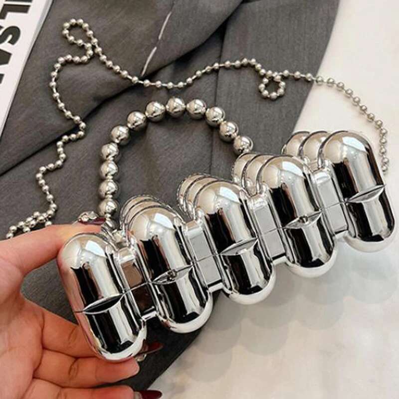 Acrylic Metallic Evening Handbags For Women 2024 Trend Designer Plating Square Bubble With Top Handle Shoulder Bags