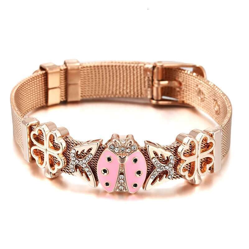 10mm Butterfly Hollow Out Beads Charm Bracelets DIY Stainless Steel Mesh Belt Bracelet Pulseras Mujer For Women Men Jewelry Gift