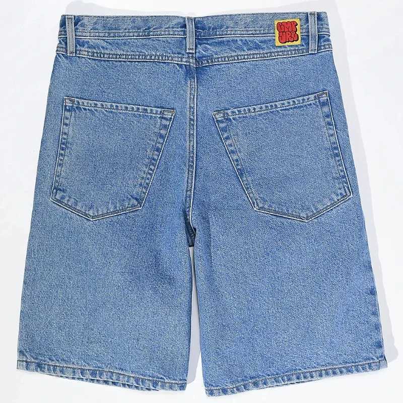 Summer Empyre deep blue skateboard denim shorts patch work embroidery loose jeans wide leg pants hip-hop rock street new pants W250319