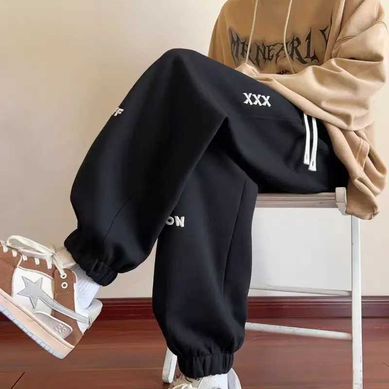 Winter Thickened Fleece Mens Pants Warm Casual Embroidery Letter Fleece Liner Thick Trousers Outdoor Thermal Warm Sweatpants X250319