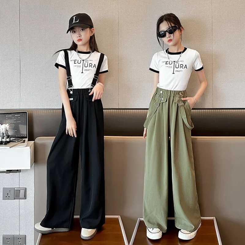2025 Girls Summer Wide Leg Pants Casual Fashion Thin Loose Trouser for Kids Overalls 12 13 14 Years Youth and Childrens PantsT250318