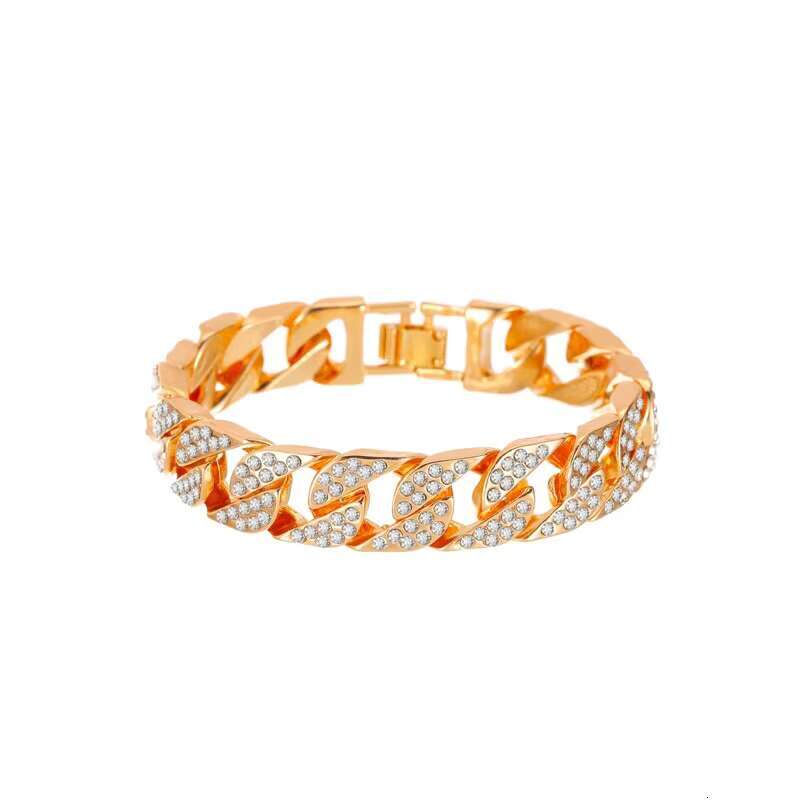 Gold Plated Hip Hop Men's Jewelry Crystal Water Dia Ice Out Cuban Chain k
