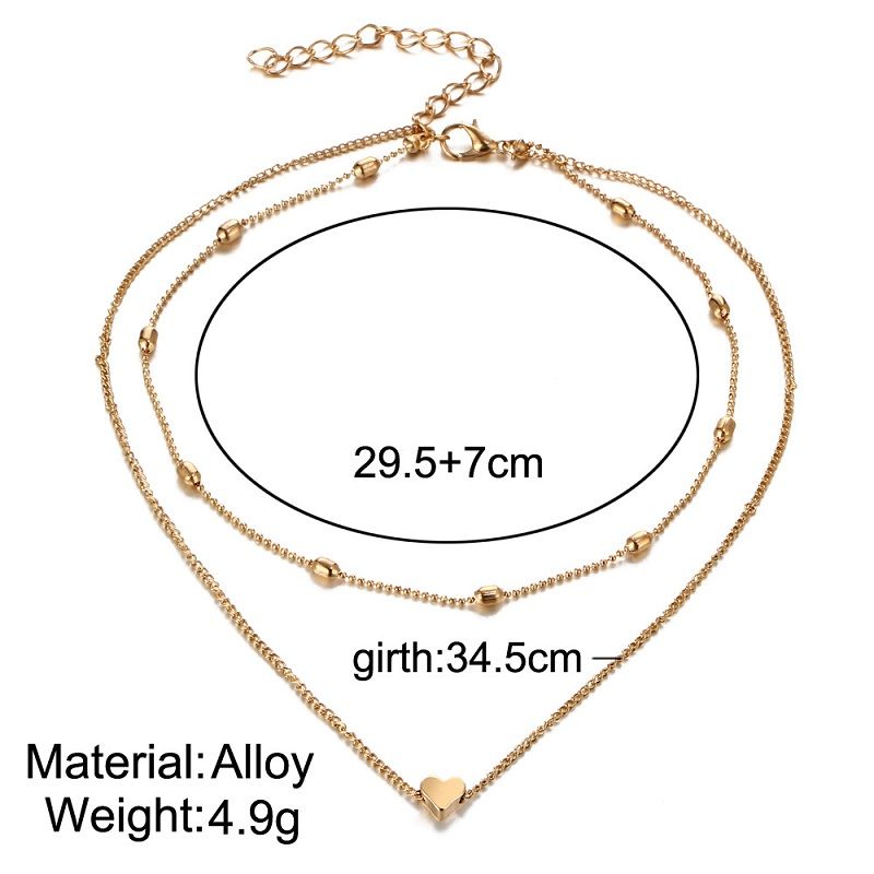 Trendy Love Heart Pendent Necklace Double Layer Charm Necklaces for Women 18K Gold Silver Plated Choker Necklace Bride Wedding Jewelry Nice Gift