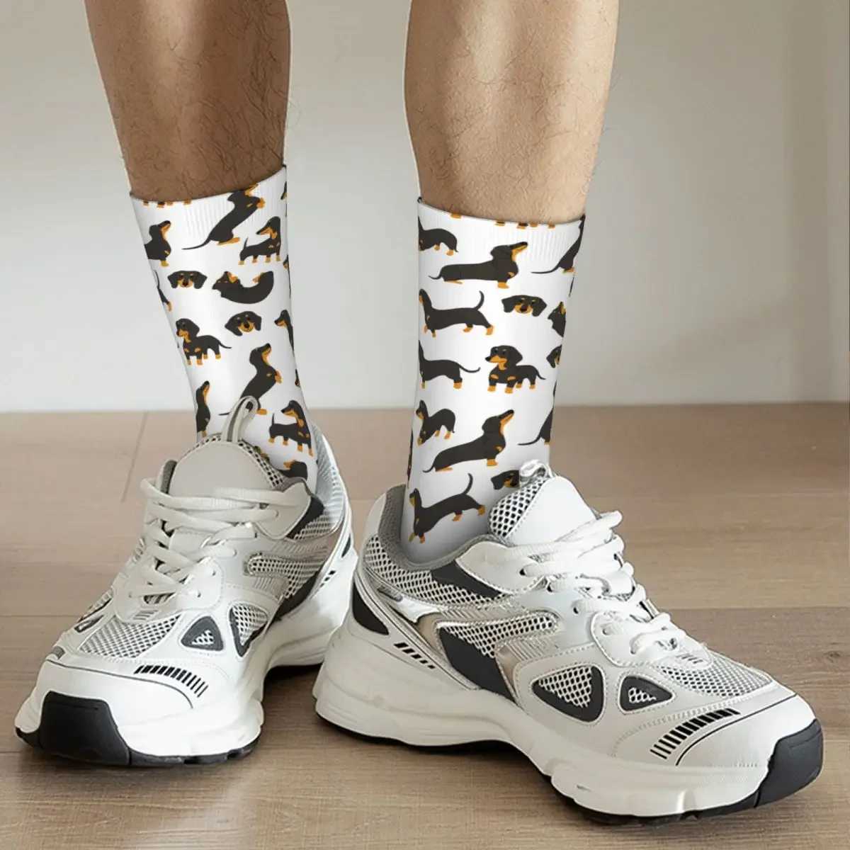 Happy and fun mens casual sausage socks animal dog enthusiasts sports womens long socks spring summer autumn winter X250319