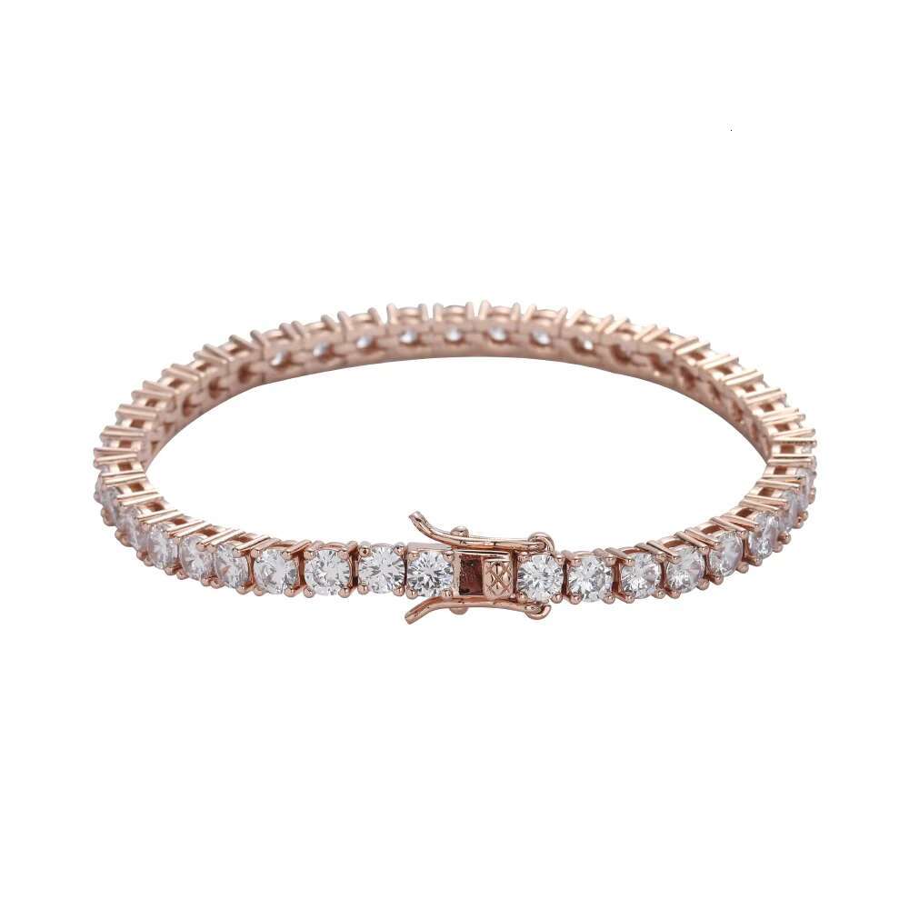 BB019 3mm 4mm 5mm brass zircon tennis chain hip-hop jewelry gold and sier material men's CZ bracelet chilled