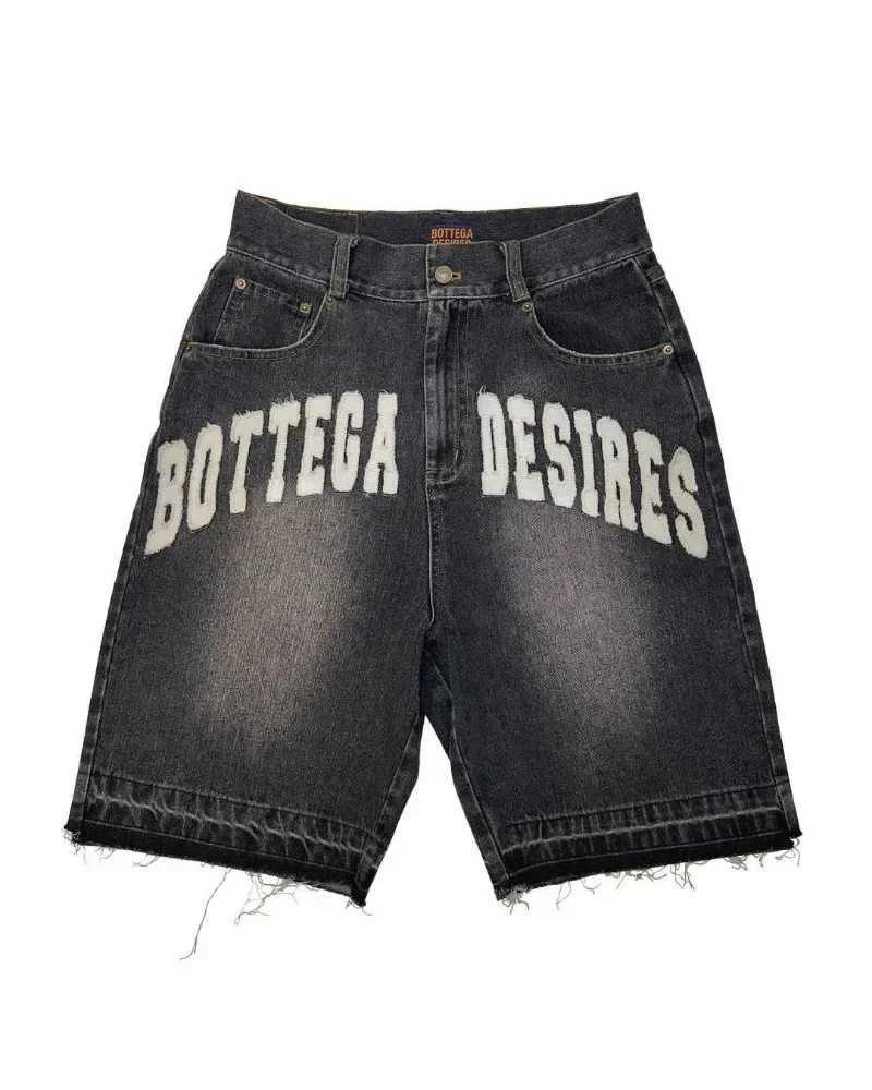 Y2K Fashion Letter Embroidery Loose Versatile Jeans Men American Street Hip-hop Retro Harajuku Casual Denim Shorts Women W250319