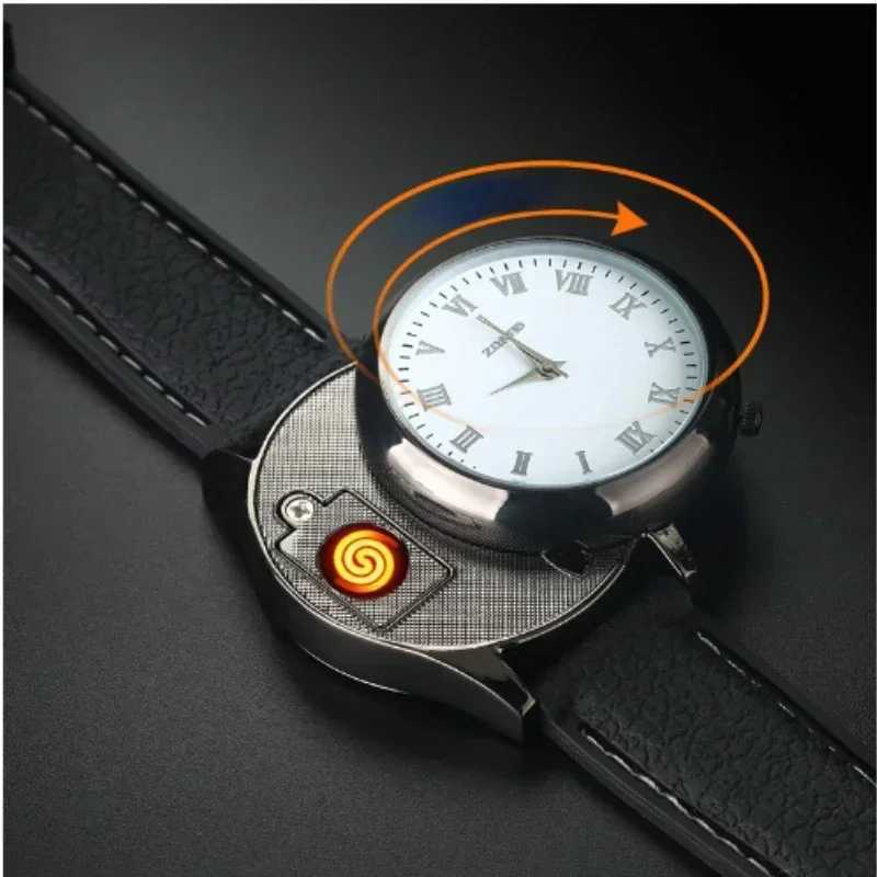 Metal Gas Watch Lighter for Men Portable Rechargeable Gas Lighter Outdoor Windproof Cigarette Lighters Unique Smoking AccessoryC250318