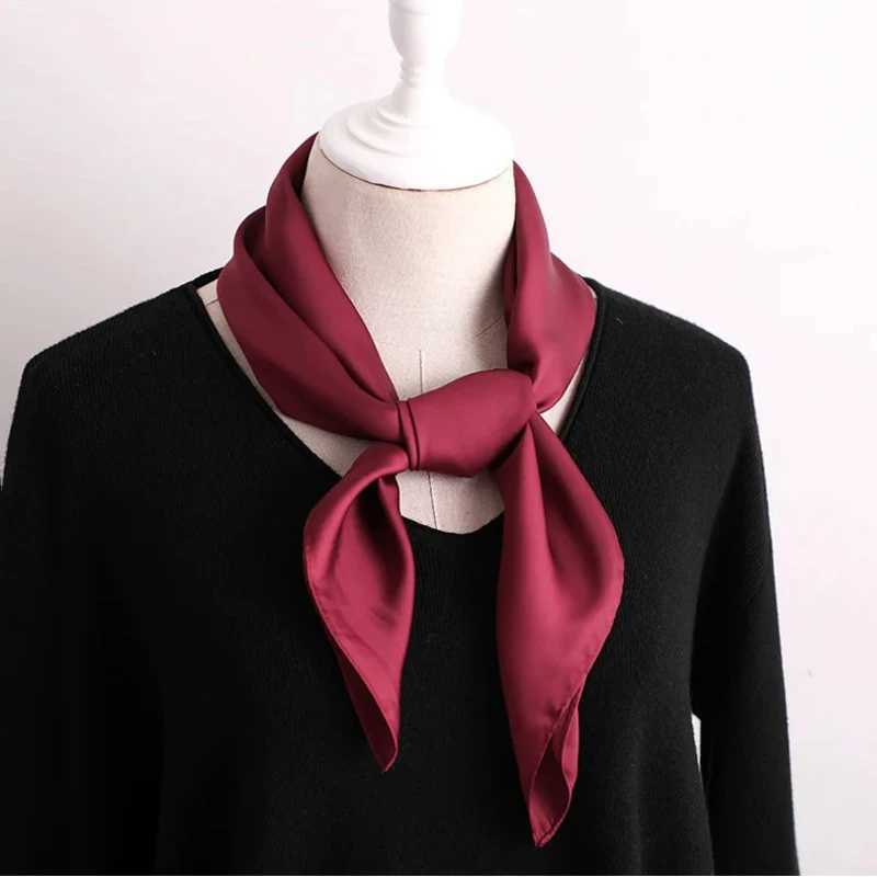 Solid color silk square scarf used for fabrics soft satin collar womens headscarf hair clip tie fine hair womens hair X250319