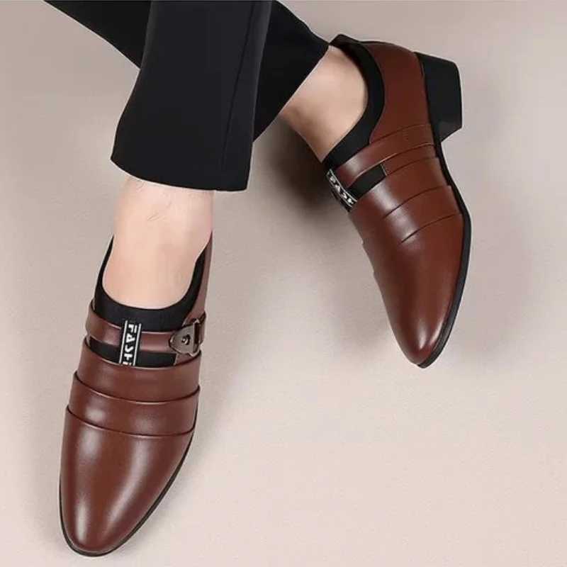 Mens casual leather spring autumn Pointed Toe dress shoes mens official high-quality Fi party legal setXJ250319