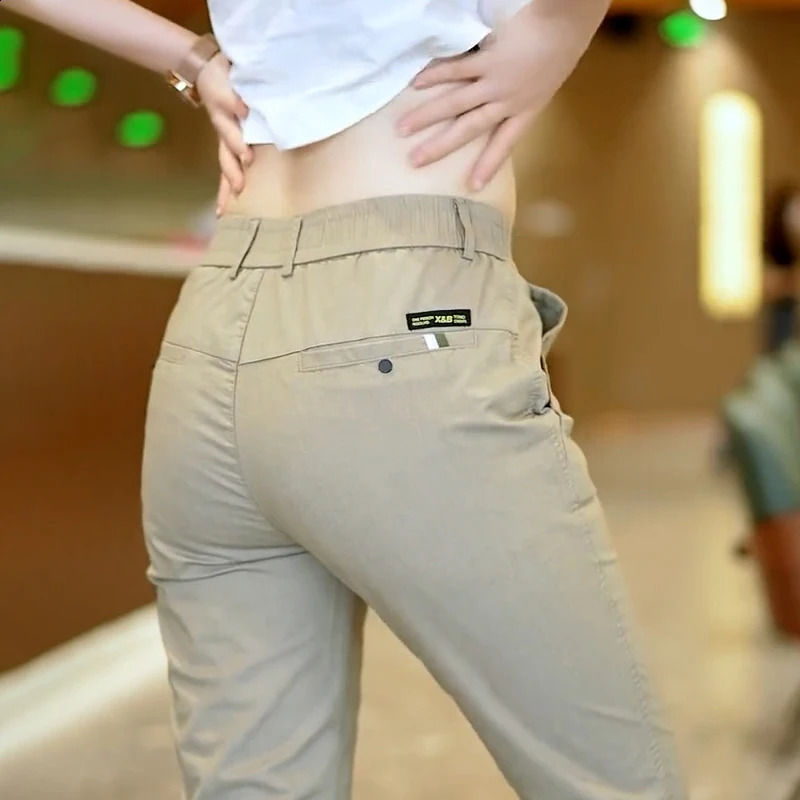 2025 Business Ice Silk Pants Straight Elastic Waist Black Grey Trouser Breathable Simple Mens Clothing Casual Set 250311