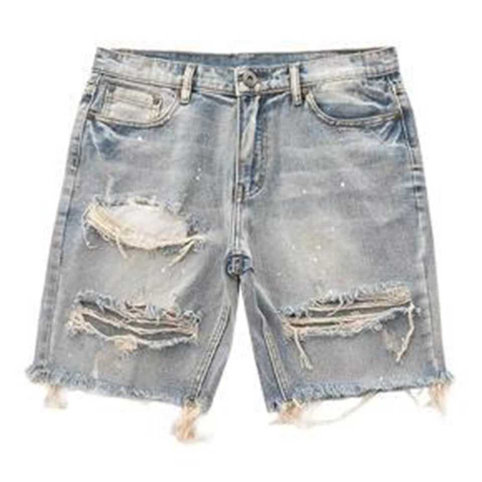 Mens summer Distressed shorts fashion ultra-thin tear shorts retro streetwear W250319