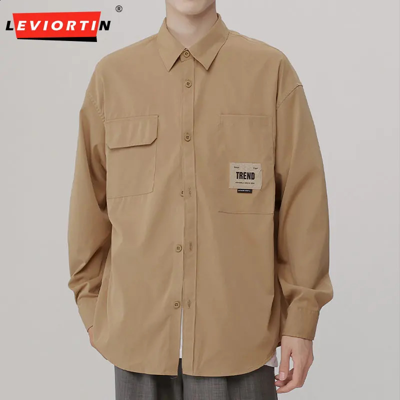 Mens slim fit long sleeved shirt with chest pocket ly sold colorful comfortable buttons cargo collar at the bottom 250317