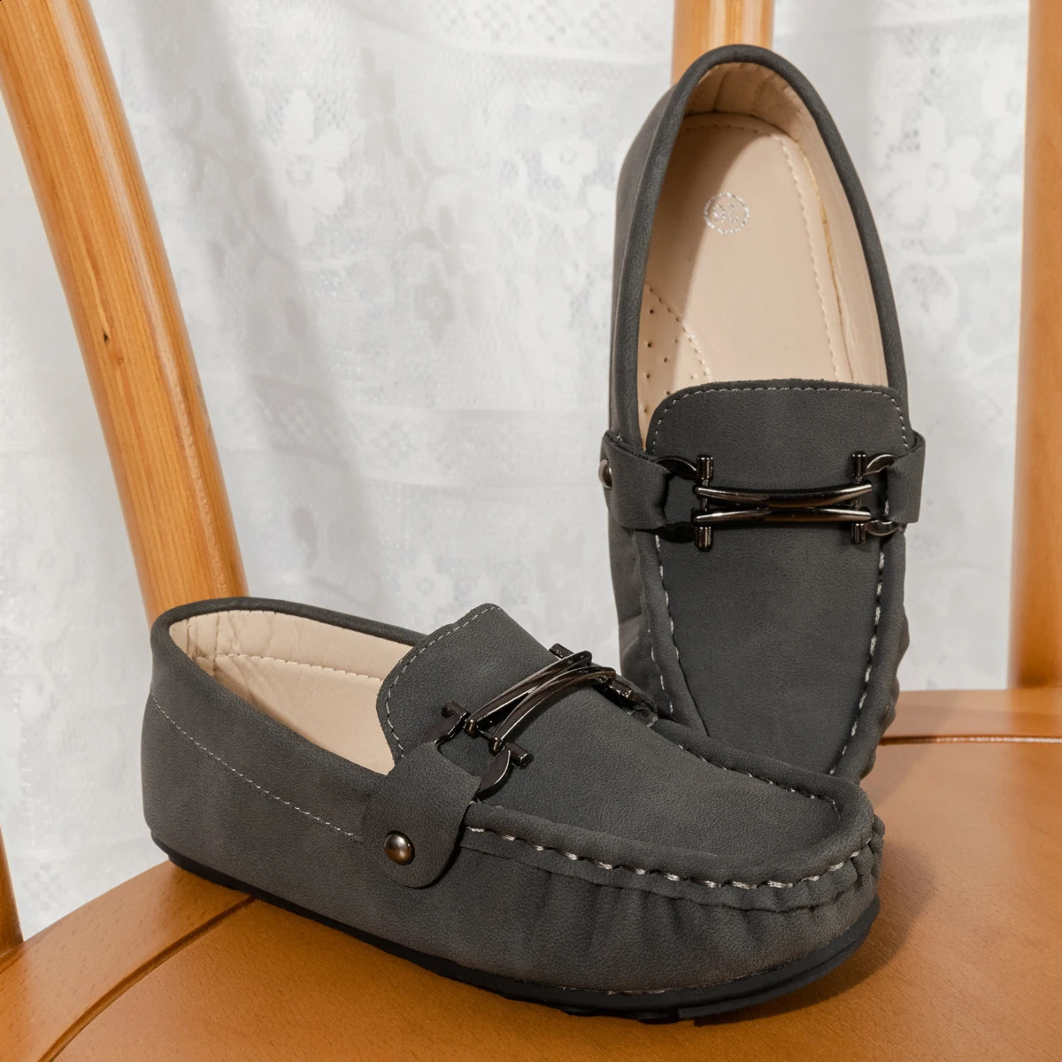 KIDSUN Spring Kids shoes brown rubber sole soft PU leather casual boys and girls Loafers skate Moccasins size 2133 250319