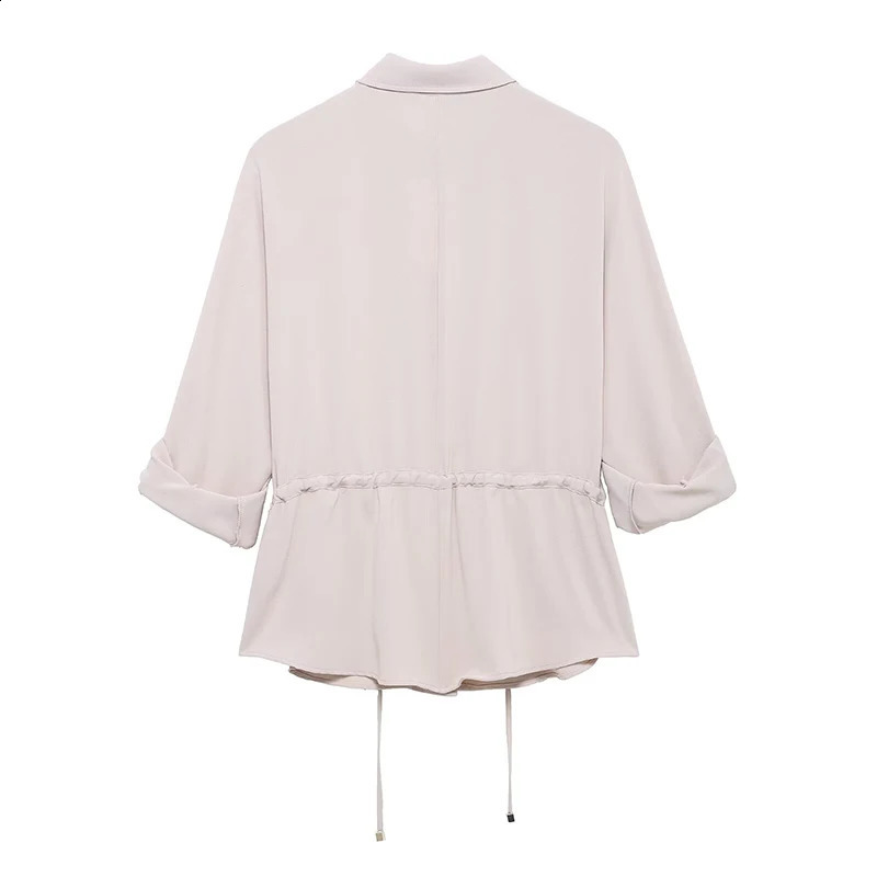Willshela Womens Fashion Pocket Khaki Brushed Single Chest Shirt Retro Collar Long Sleeve 250319