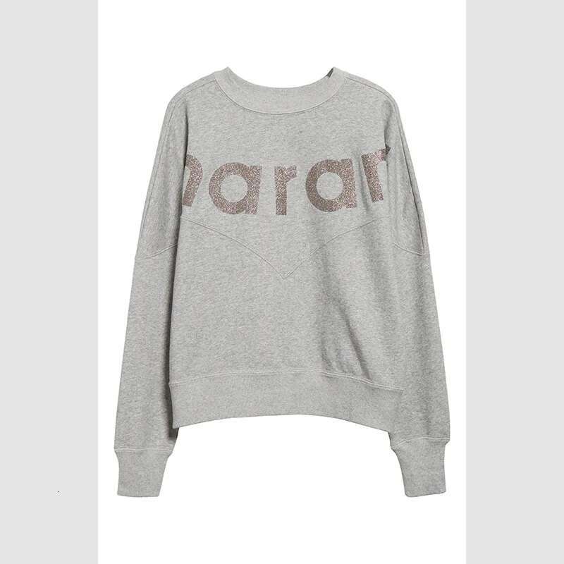 24 Winter New French Style IS Classic Alphabet Glitter Printing Piece Women's Fleece Crew Neck Sweater