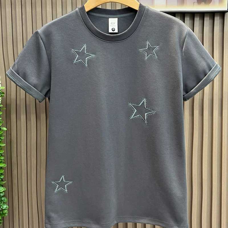 2025 Summer New Mens Embroidered Short Sleeve T-shirt Fashion Trend Casual T-shirt Mens Loose Luxury T-shirtT250318